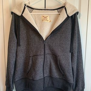 Comfy sherpa lined zip up sweatshirt